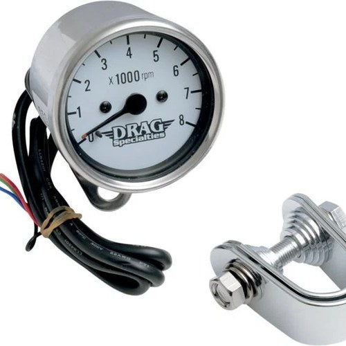 DS Mini Electronic Tachometer with Y-Mount 2.4" Chrome White Face