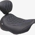 Mustang Wide Tripper Solo Seat With Backrest Diamond Sky Blue Stitch #89503SB