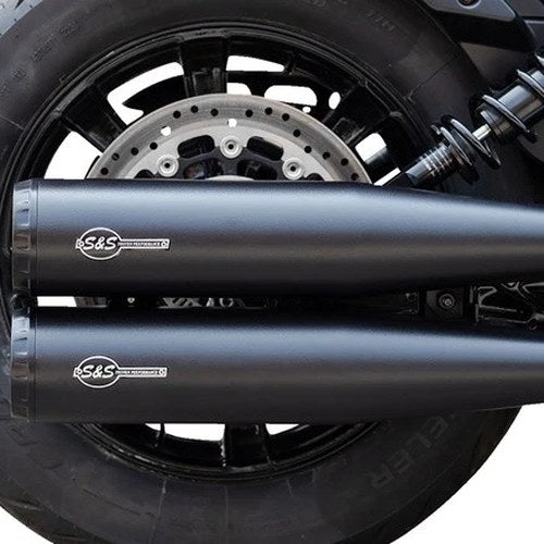 S&S Grand National Dual Slip-On Mufflers Black #4110-266 Indian Scout
