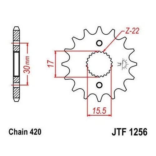 JT Front Sprocket 420 14T #JTF1256.14 Honda CRF50F/XR50R