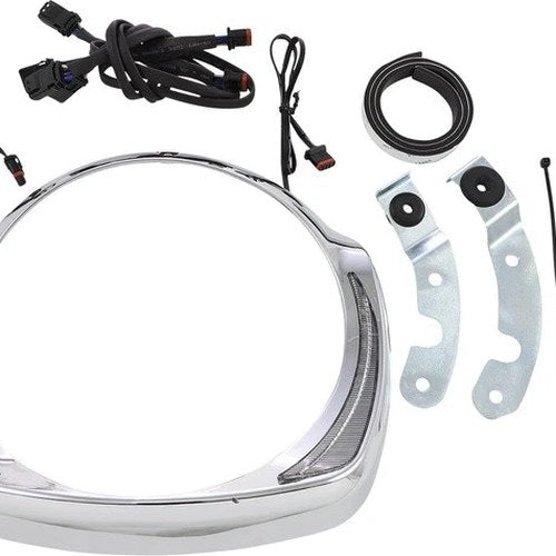 Ciro Fang LED Headlight Bezel with Turn Signals Chrome 45205 Harley