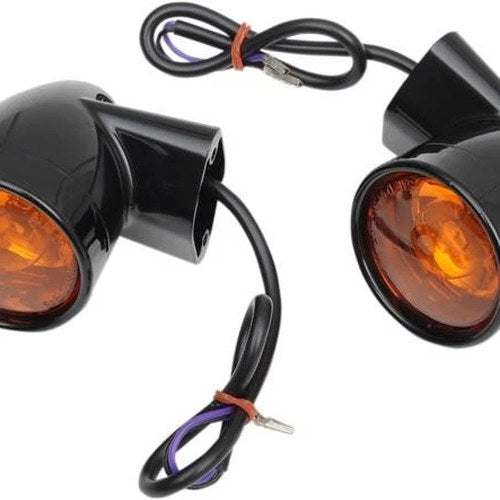 DS Bullet-Style Rear Turn Signals Black Harley Flt 94-22 / Flstc 86-17