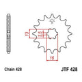 JT Front Sprocket 428 14T #JTF428.14 fits Suzuki/Yamaha RM80/YZ80/DS80