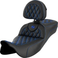 Saddlemen RoadSofa LS Ext. Reach Seat With Backrest Blue Stitch #284799