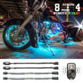 XK Glow Multi-Color Motorcycle LED Accent Light Kit with Remote Key Fob 12-Piece