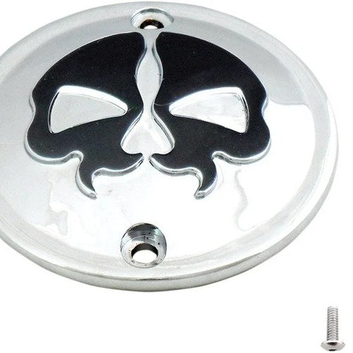 Drag Specialties Split Skull Points Cover 2-Hole Chrome/Black #174414