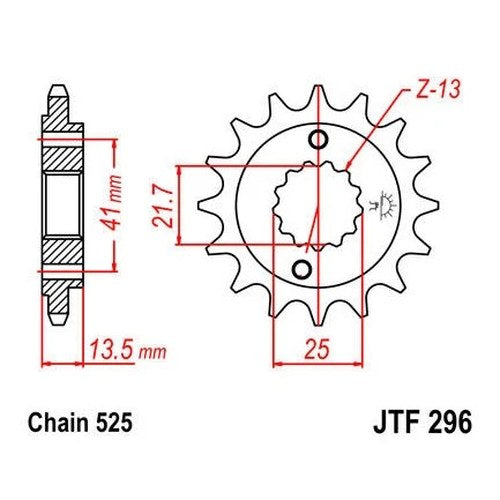 JT Front Sprocket 525 16T #JTF296.16 for Honda VT600/Hawk GT