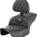 Saddlemen RoadSofa LS Seat With Backrest Silver Stitch #284962 Harley Davidson