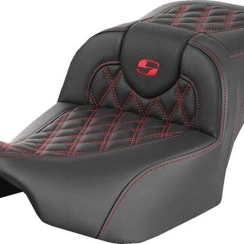 Saddlemen RoadSofa LS Ext. Reach Seat Red Stitch #285025 Harley Davidson