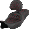 Saddlemen RoadSofa LS Seat With Backrest Red Stitch #284803 Harley Davidson