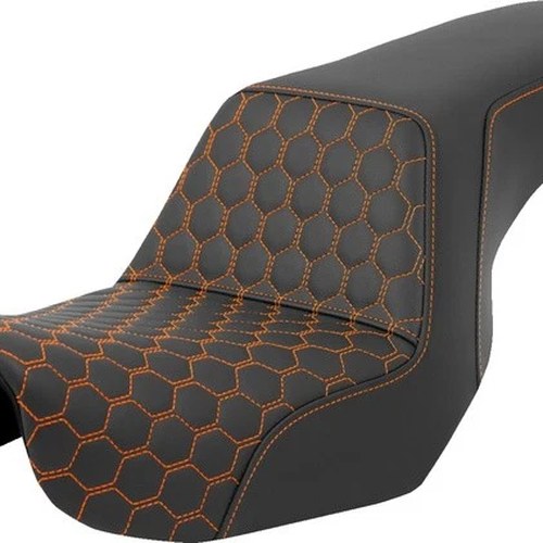 Saddlemen Step-Up HC Seat Orange Stitch #284704 Harley Davidson Dyna