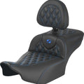 Saddlemen RoadSofa LS/CF Ext. Reach Seat With Backrest Blue Stitch #285012