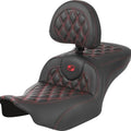 Saddlemen RoadSofa LS/CF Seat With Backrest Red Stitch #284968 Harley Davidson