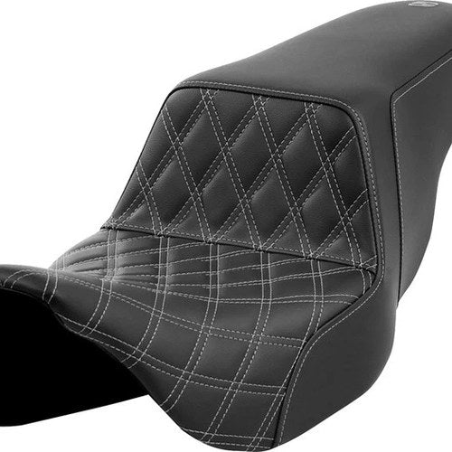 Saddlemen Step-Up LS Seat F. Lattice Green Stitch Black #284762 Harley Davidson