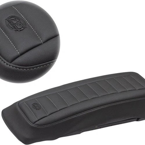 Mustang Saddlebag Lid Covers Deluxe Gunmetal Stitch #77637GM Harley Davidson