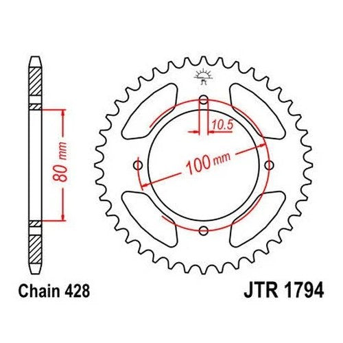 JT Steel Rear Sprocket 428 45T fits Suzuki GZ125 Marauder 1998-2011
