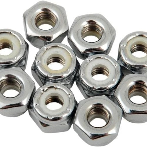 DS Chrome Motorcycle Nylon Insert Lock Nut 10-Pack 10-32 Sae