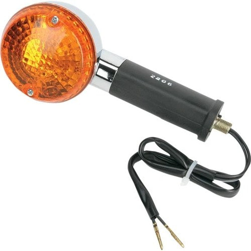 K&S DOT Turn Signal Assembly Single Filament Rear Long Chrome Amber #25-2206