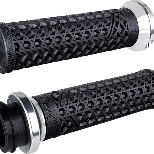 Odi Vans V-Twin Full Waffle Lock-On Grips 1" Black/Silver Clamp Indian Tbw