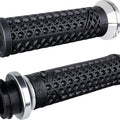 Odi Vans V-Twin Full Waffle Lock-On Grips 1" Black/Silver Clamp Indian Tbw