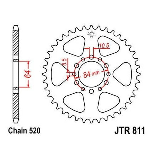 JT Steel Rear Sprocket 520 39T fits Suzuki Sierra/Prospector/DS185/Ranger