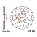 JT Steel Rear Sprocket 520 39T fits Suzuki Sierra/Prospector/DS185/Ranger