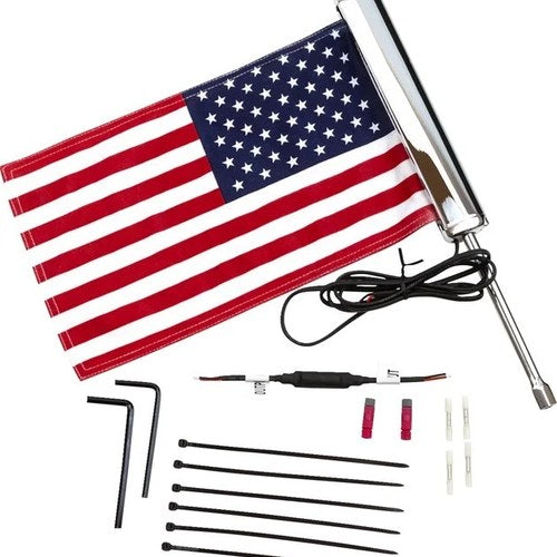Ciro LED Lighted Flagpole With Flag 12-1/2" Chrome