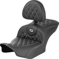 Saddlemen RoadSofa LS/CF Seat With Backrest White Stitch #284983 Harley Davidson