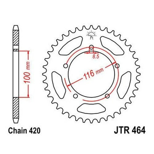JT Steel Rear Sprocket 420 44T #JTR464.44 fits Kawasaki/Suzuki KX60/RM60