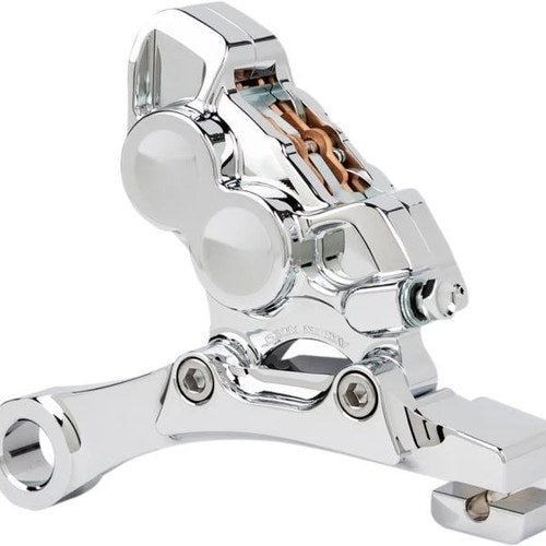 Arlen Ness Tech 4 Piston Rear Brake Caliper with Mounting Bracket Chrome #02-304