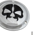 Drag Specialties Skull Split Skull Derby Cover 3-Hole Chrome/Black #174418