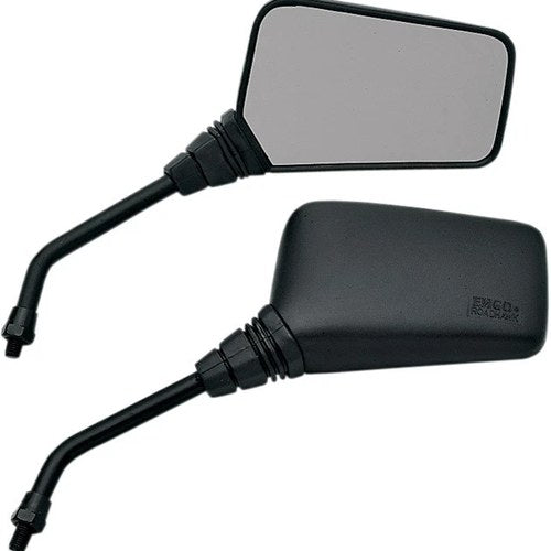 Emgo Roadhawk Mirror Set Rectangular 10mm 7" Stem Black Universal