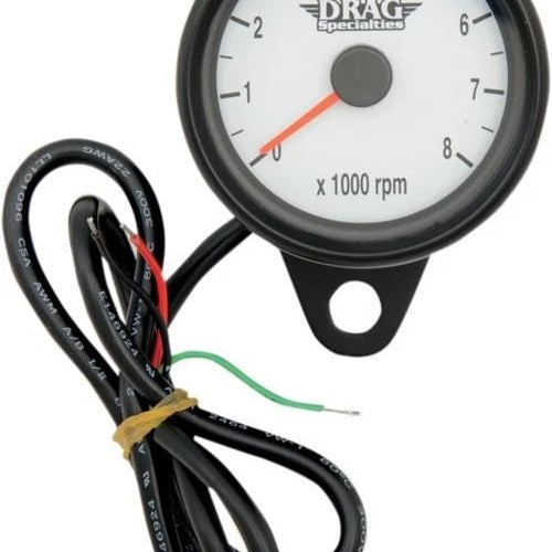 DS Mini Elec. Tachometer w/LED & Orange Needle 2.4" Matte Blk w/Wht Face