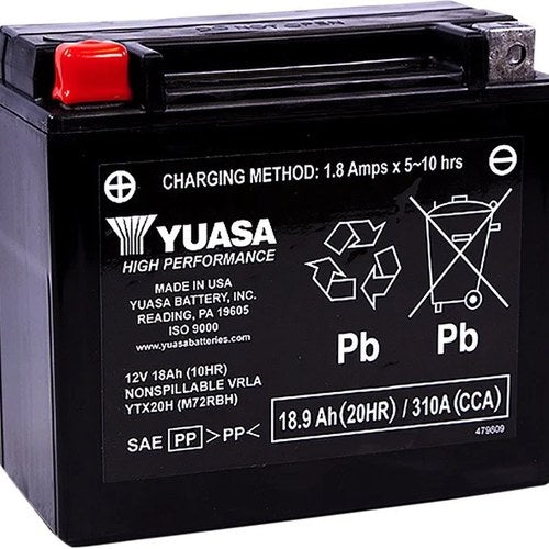 Yuasa Factory Activated Maintenance Free Battery YTX20H #YUAM72RBH