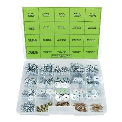 Bolt Motorcycle Hardware Nut, Washer, Screw & Cotter Pin Kit 410-Pieces