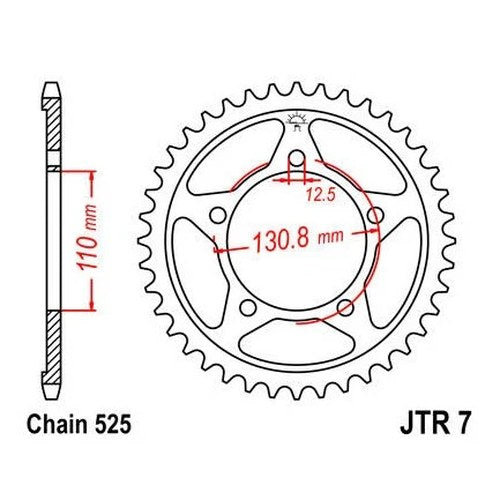 JT Steel Rear Sprocket 525 44T BMW S 1000 RR 2009-2011