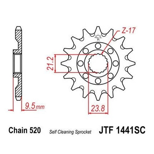 JT Self Cleaning Front Sprocket 520 13T #JTF1441.13SC for Suzuki RM-Z450/RMX450Z