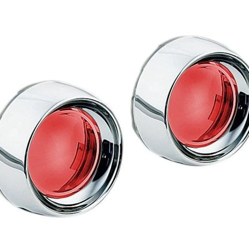 Kuryakyn Deep Dish Turn Signal Bezels With Lenses Chrome Red #2269
