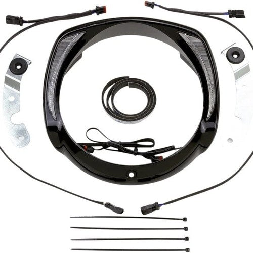 Ciro Fang LED Headlight Bezel with Turn Signals Black 45206 Harley