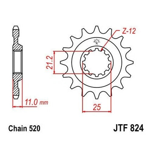 JT Self Cleaning Front Sprocket 520 14T #JTF824.14SC Husqvarna