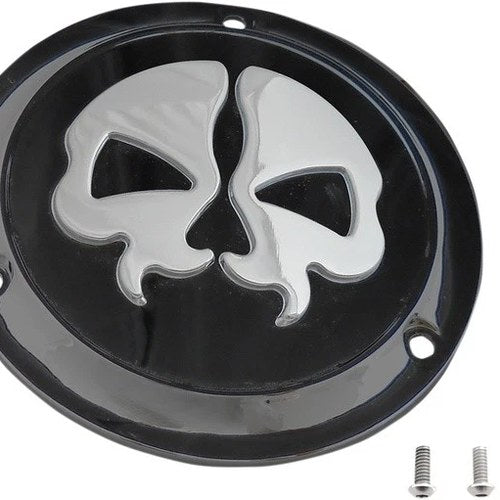 Drag Specialties Skull Split Skull Derby Cover 3-Hole Black/Chrome #174419