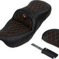 Saddlemen RoadSofa LS Seat With Backrest Orange Stitch #284807 Harley Davidson