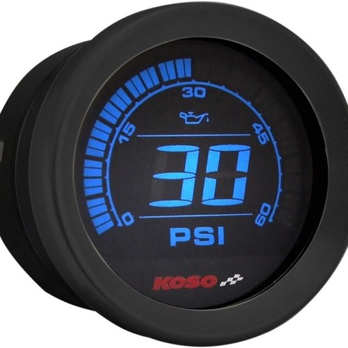Koso 2" Oil Pressure Gauge Black #BA050430 Harley Davidson