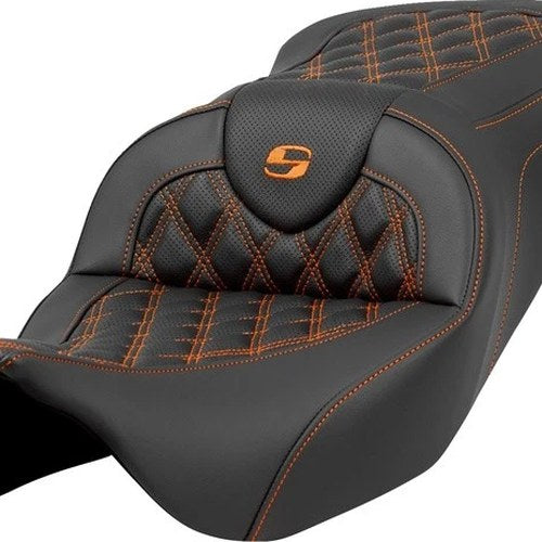 Saddlemen RoadSofa LS Seat Orange Stitch #284786 Harley Davidson