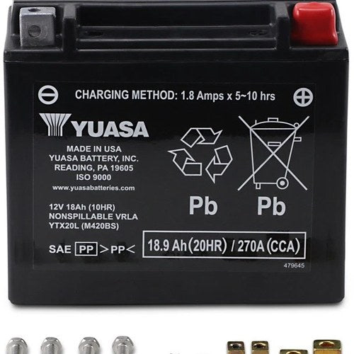 Yuasa Maintenance Free Battery YTX20L Harley Davidson/Buell V-Rod/Lightning