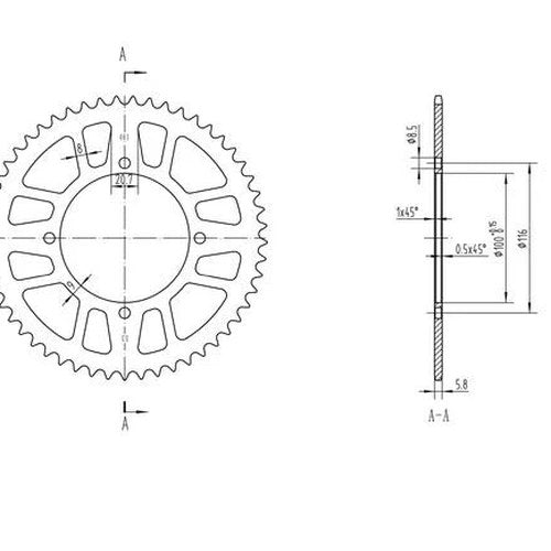 BikeMaster Rear Sprocket 420 53T fits Kawasaki/Suzuki KX80/KX100/KX85/RM100