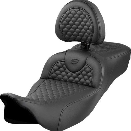 Saddlemen RoadSofa DS Extended Reach Seat w/Driver Backrest Black #808-07B-209B0