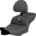 Saddlemen RoadSofa DS Seat with Driver Backrest Silver Stitch #823-07-208B5