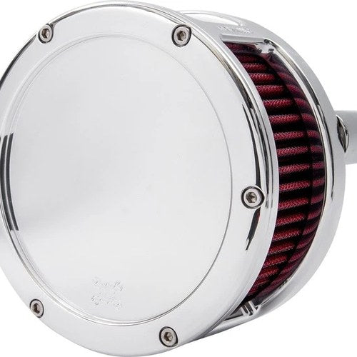 Feuling BA Series Air Cleaner Chrome With Solid Cover/Red Filter #5437