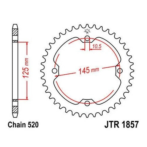 JT Steel Lightweight Rear Sprocket 520 45T fits Yamaha XT600E 1990-1995